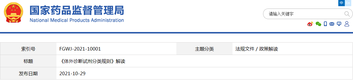 《体外诊断试剂分类规则》（药监局2021年第129号文件）解读(图1)