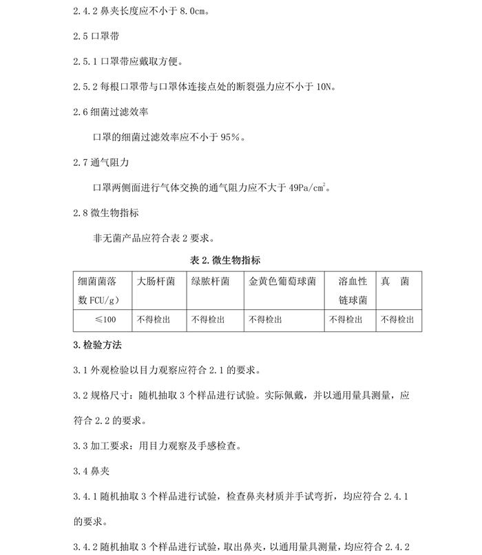 一次性使用医用口罩产品技术要求模板(图4)