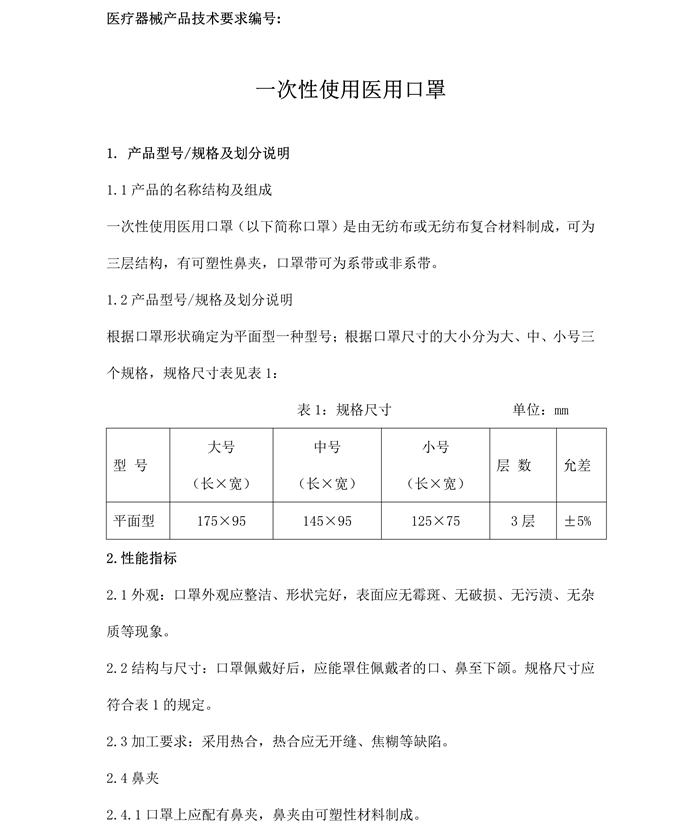 一次性使用医用口罩产品技术要求模板(图3)